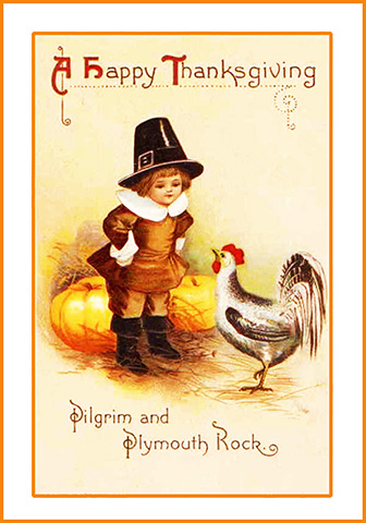 Thanksgiving card boy hen