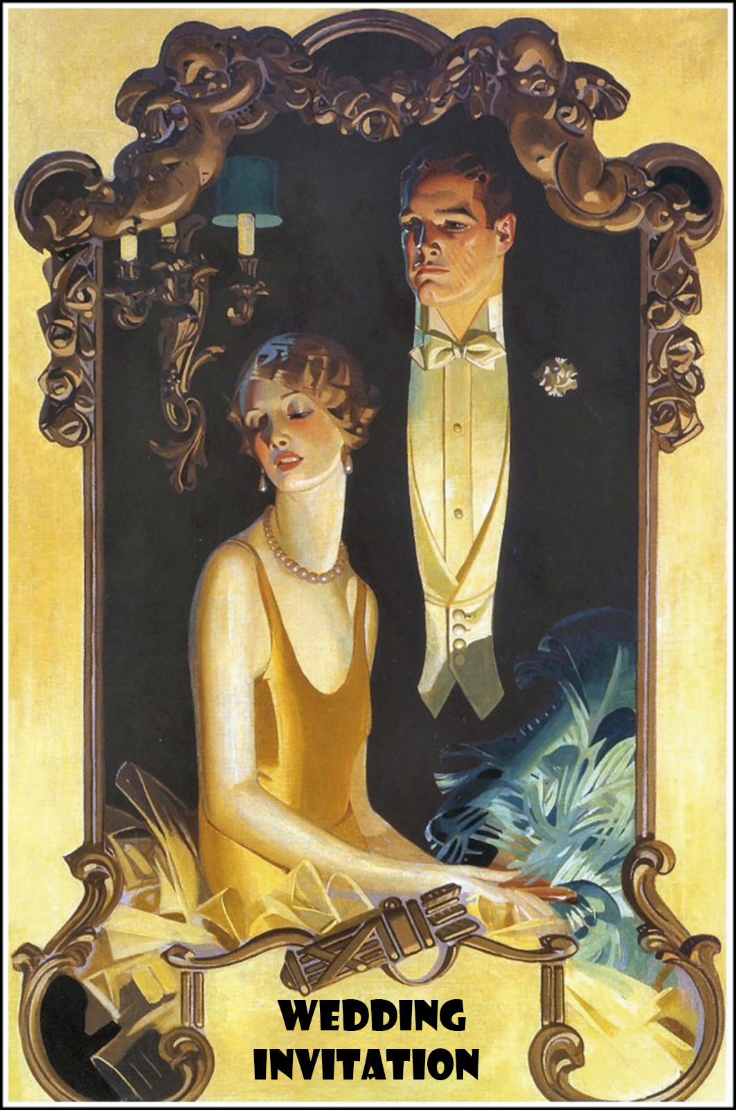 Wedding invitatin in art nouveau style