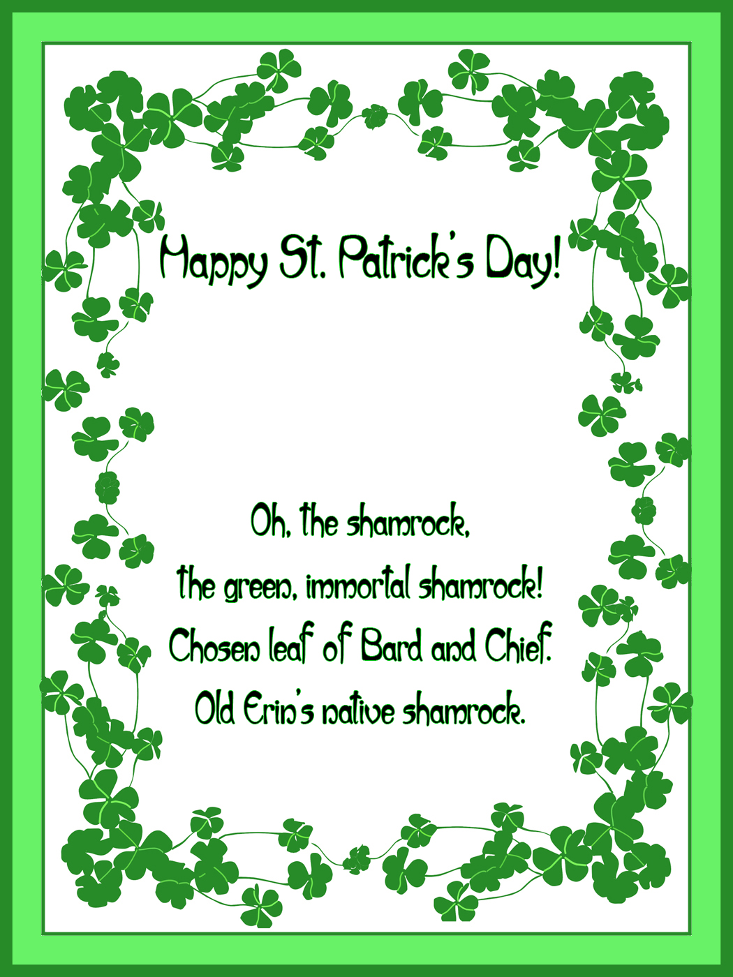St. Patrick Day Cards Free Printable Greeting Cards