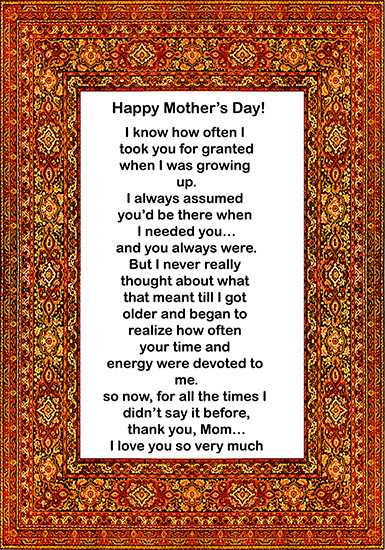 Mother's day card with love