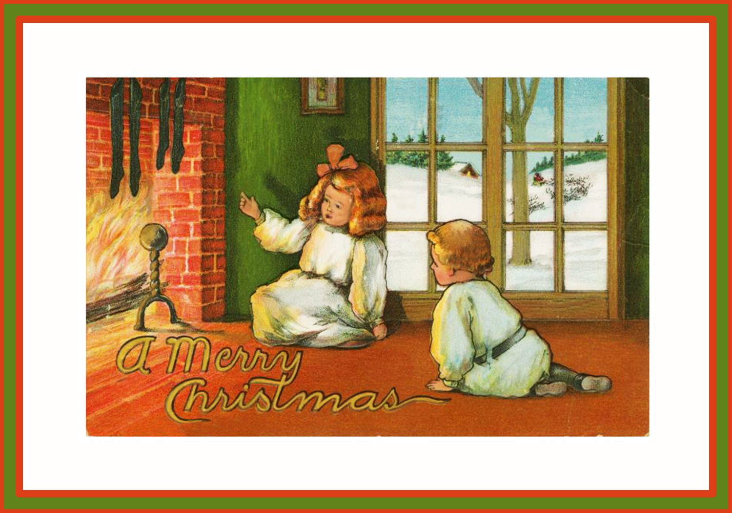 Christmas fireplace children