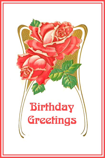 two red roses birthday card