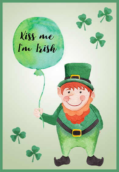 Kiss me I'm Irish card for St. Patrick's Day