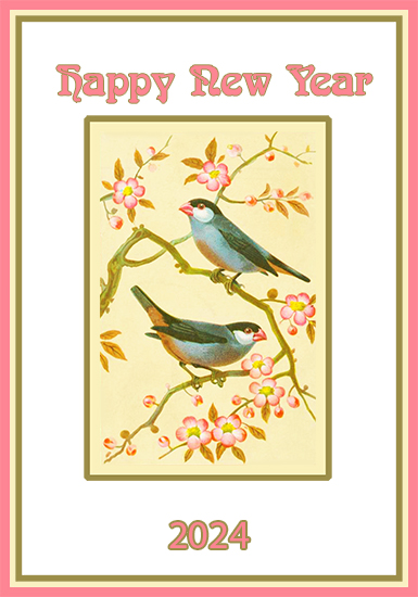 Free printable New Year card with bullfinch