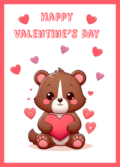 happy Valentine's day card with cute bear
