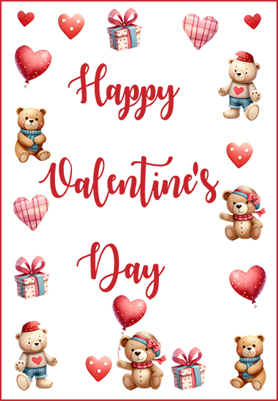 A Happy Valentine's Day card with Teddy bears